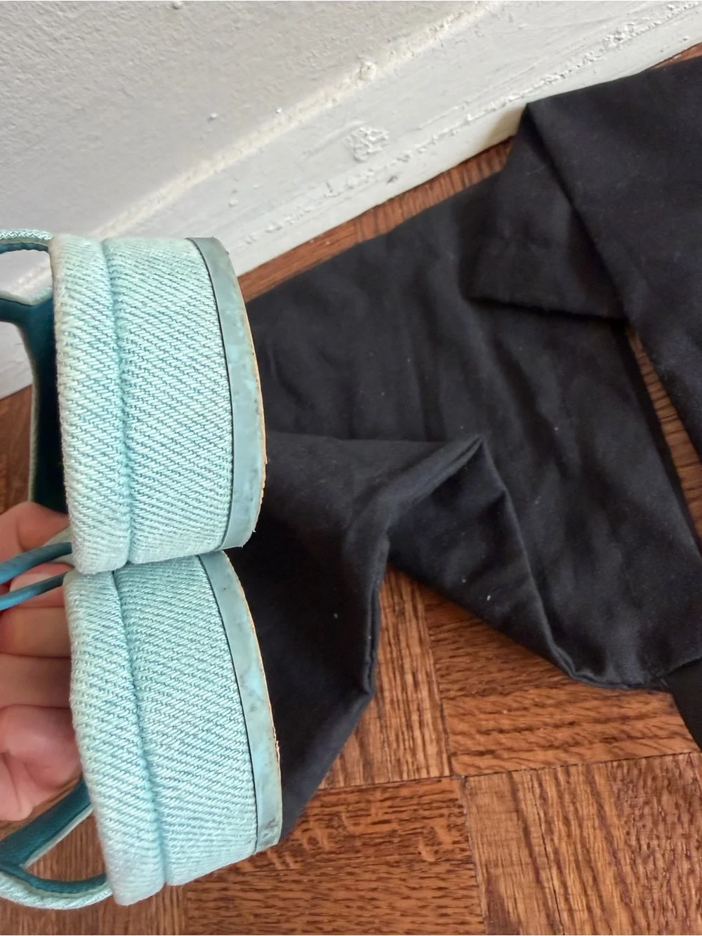 Chanel denim slingback flats mules
